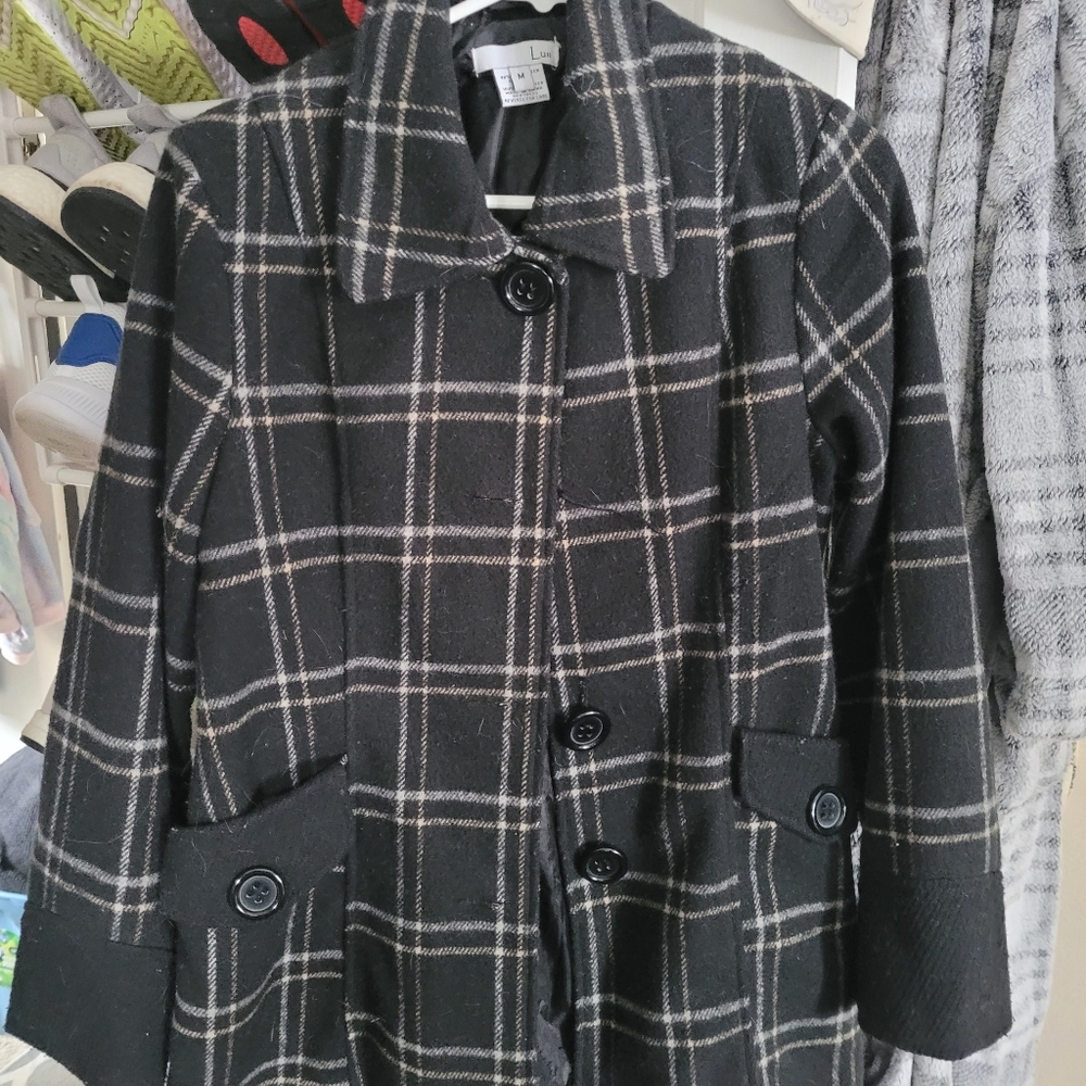 Plaid Black Women's Coat